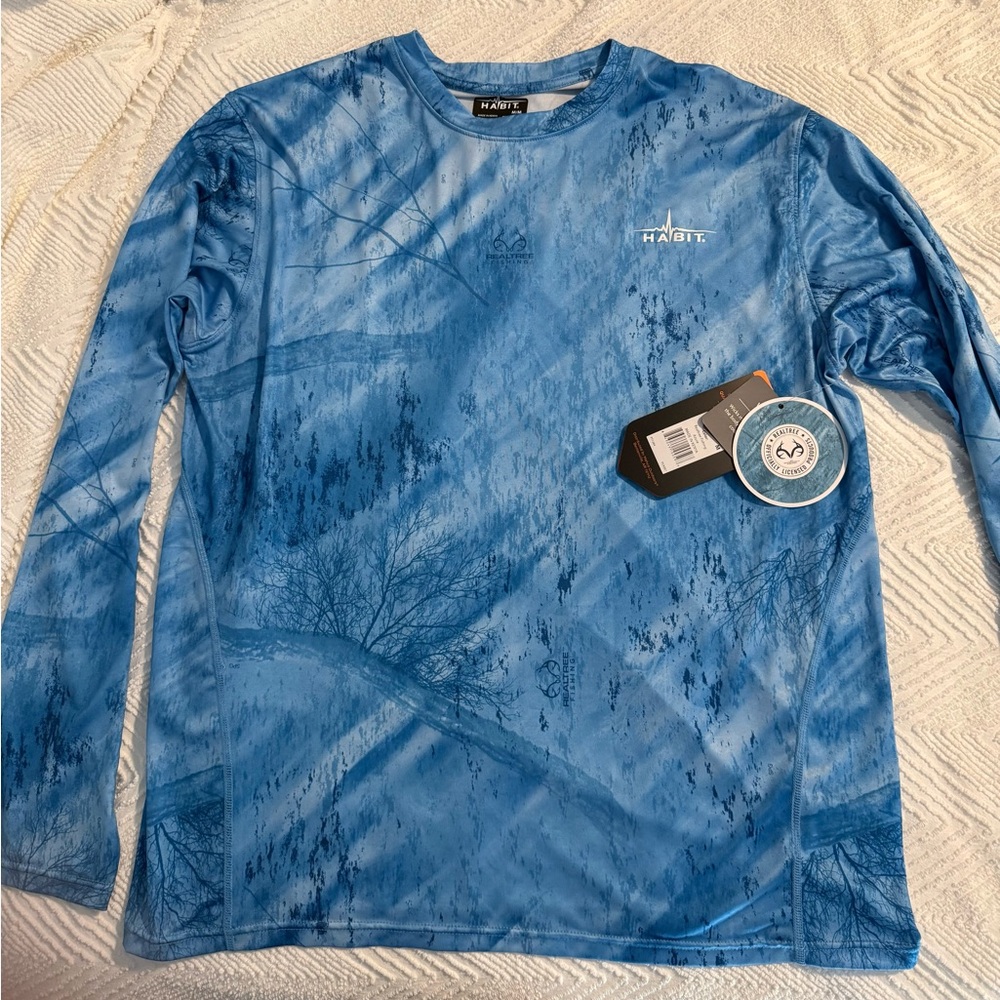 Realtree Blue Camouflage Long Sleeve Shirt Size Medium NWT